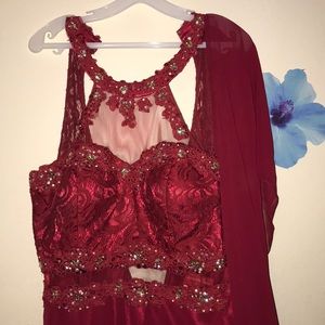 Maroon ball gown